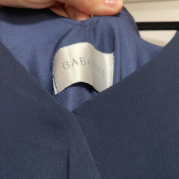 Babaroni Bridesmaid Maxi Dress Dark Navy Chiffon, NWOT size 8/10 check measure - Picture 4 of 6